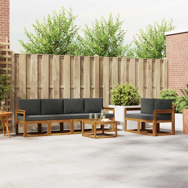 vidaXL K&uuml;lt&eacute;ri kanap&eacute; szett 7 pcs Term&eacute;szetes &eacute;s antracit T&ouml;m&ouml;r Ak&aacute;cfa