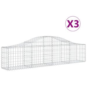 vidaXL 3 db &iacute;ves horganyzott vas gabion kos&aacute;r 200x30x40/60 cm