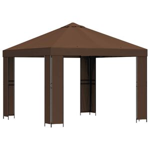 vidaXL Pavilon 3 x 3 m Barna Poli&eacute;szter &eacute;s ac&eacute;l 190 gsm