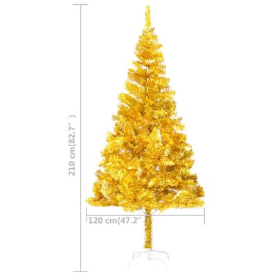 vidaXL aranyszínű PET megvilágított műkarácsonyfa állvánnyal 210 cm
