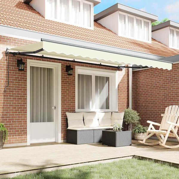 vidaXL Beh&uacute;zhat&oacute; napellenző Kr&eacute;m 350 x 200 cm sz&ouml;vet