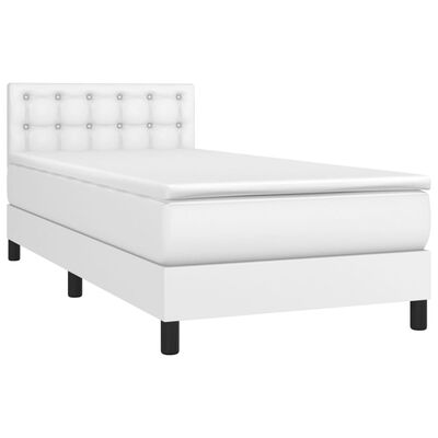 vidaXL fehér műbőr rugós ágy matraccal 90x190 cm