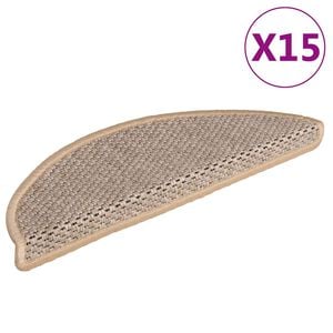 vidaXL 15 db sziz&aacute;l hat&aacute;s&uacute; vil&aacute;gos b&eacute;zssz&iacute;nű l&eacute;pcsőszőnyeg 56x17x3 cm