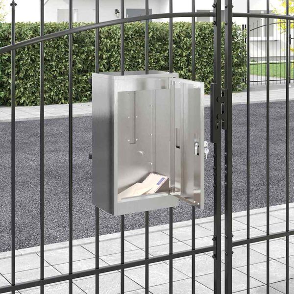 vidaXL postal&aacute;da t&aacute;rol&oacute;val Fekete 30 x 20 x 55 cm Rozsdamentes ac&eacute;l