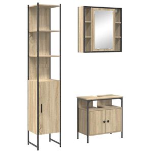 vidaXL F&uuml;rdőszoba b&uacute;tor szett 3 db Sonoma t&ouml;lgy 33 x 33 x 185,5 cm