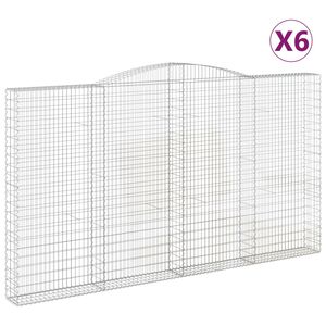 vidaXL 6 db &iacute;ves horganyzott vas gabion kos&aacute;r 400x30x220/240 cm