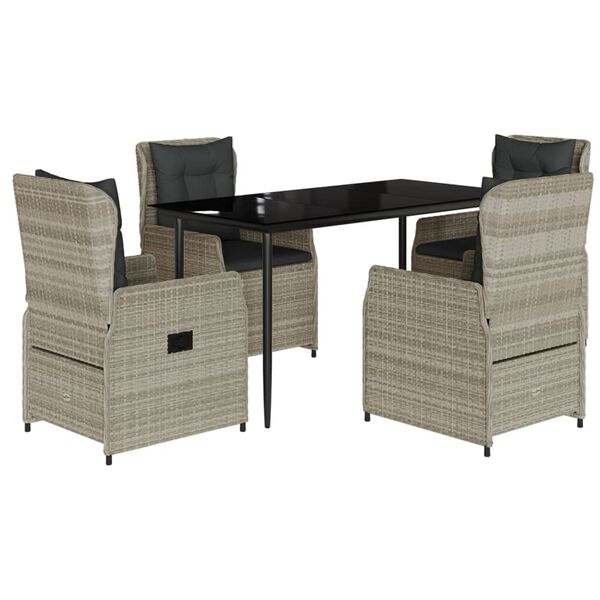 vidaXL 5r&eacute;szes vil&aacute;gossz&uuml;rke polyrattan kerti &eacute;tkezőgarnit&uacute;ra p&aacute;rn&aacute;val