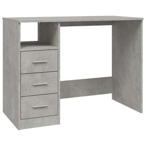 vidaXL betonsz&uuml;rke szerelt fa &iacute;r&oacute;asztal fi&oacute;kokkal 102x50x76 cm