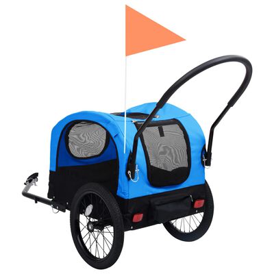 vidaXL kék/fekete 2 az 1-ben bicikli-utánfutó és sétakocsi