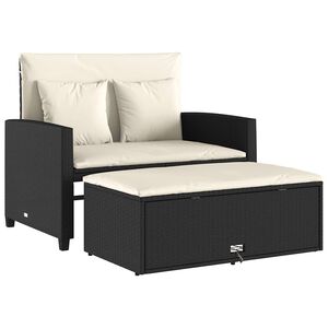vidaXL 2 szem&eacute;lyes fekete polyrattan kerti kanap&eacute; p&aacute;rn&aacute;val