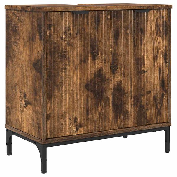 vidaXL F&uuml;rdőszobai mosd&oacute;szekr&eacute;ny F&uuml;st&ouml;lt t&ouml;lgy 60,5 x 33,5 x 61 cm