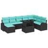 vidaXL Kerti Kanap&eacute; Szett t&aacute;rol&oacute;val 9 pcs Fekete Poli rattan
