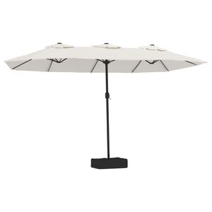 vidaXL homokfeh&eacute;r dupla tetős napernyő LED-ekkel 449x265 cm