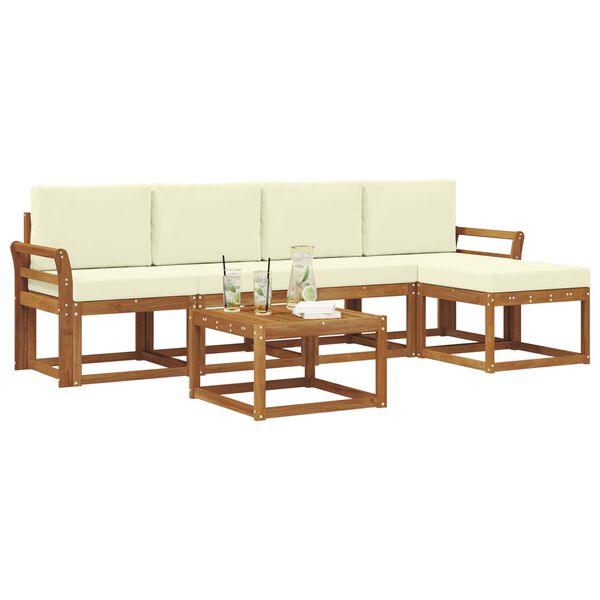 vidaXL K&uuml;lt&eacute;ri kanap&eacute; szett p&aacute;rn&aacute;val 6 pcs Term&eacute;szetes &eacute;s kr&eacute;msz&iacute;nű