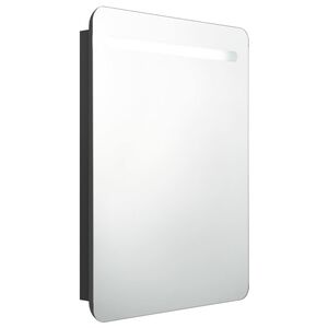 vidaXL fekete LED-es t&uuml;kr&ouml;s f&uuml;rdőszobaszekr&eacute;ny 60 x 11 x 80 cm