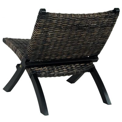 vidaXL fekete természetes kubu rattan és tömör mahagóni pihenőszék