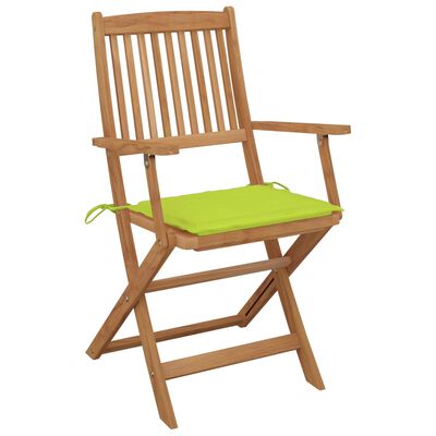 vidaXL 2 db összecsukható tömör akácfa kerti szék párnákkal