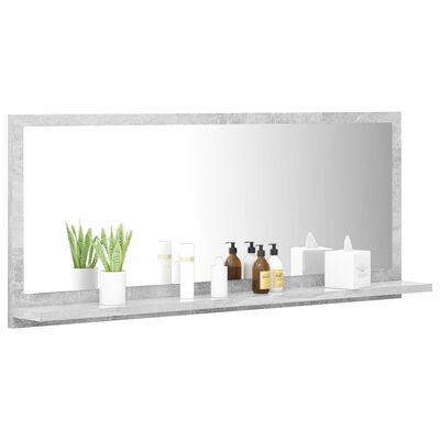 vidaXL betonszürke forgácslap fürdőszobai tükör 90 x 10,5 x 37 cm