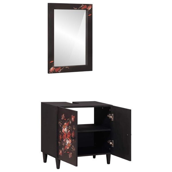 vidaXL F&uuml;rdőszobai Szekr&eacute;ny Szett t&aacute;rol&oacute;val 2 pcs T&ouml;m&ouml;r Mang&oacute;f&aacute;t