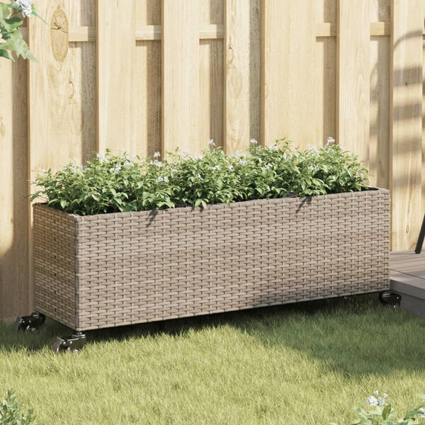 vidaXL sz&uuml;rke polyrattan n&ouml;v&eacute;nytart&oacute; ker&eacute;kkel/3 cser&eacute;ppel 107x32x38 cm