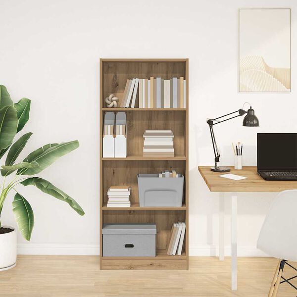 vidaXL kézműves tölgy szerelt fa könyvespolc 60 x 24 x 143 cm