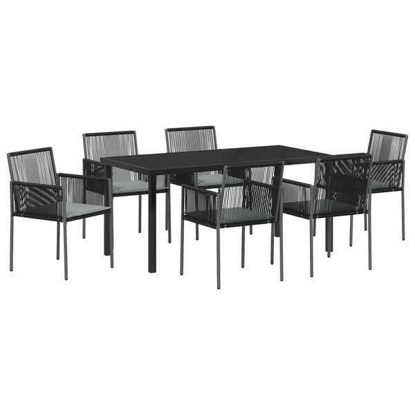 vidaXL Kert &eacute;tkező szett 7 pcs Fekete PE Rattan