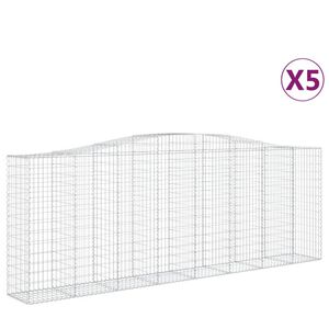 vidaXL 5 db &iacute;ves horganyzott vas gabion kos&aacute;r 400x50x140/160 cm