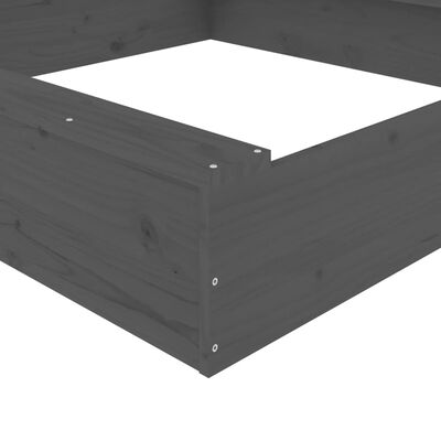 vidaXL szürke négyszög alakú tömör fenyőfa homokozó ülésekkel