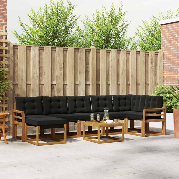 vidaXL K&uuml;lt&eacute;ri kanap&eacute; szett p&aacute;rn&aacute;val 8 pcs Term&eacute;szetes &eacute;s fekete