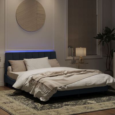 vidaXL sötétszürke bársony ágykeret LED-világítással 140 x 200 cm