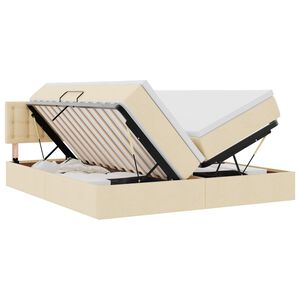 vidaXL T&aacute;rol&oacute;s &Aacute;gy matracmal fejt&aacute;ml&aacute;val Kr&eacute;m 180 x 200 cm Műbőr