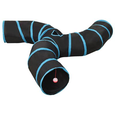 vidaXL fekete-kék 3-irányú poliészter macskaalagút 25 cm