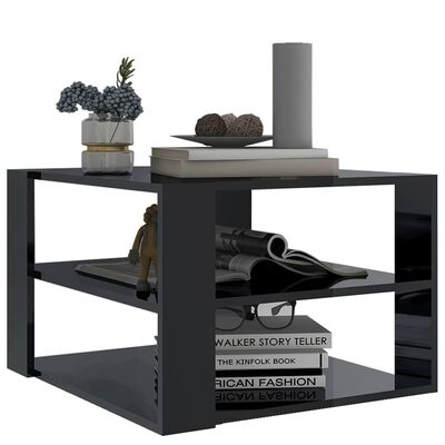 vidaXL magasfényű fekete forgácslap dohányzóasztal 60 x 60 x 40 cm