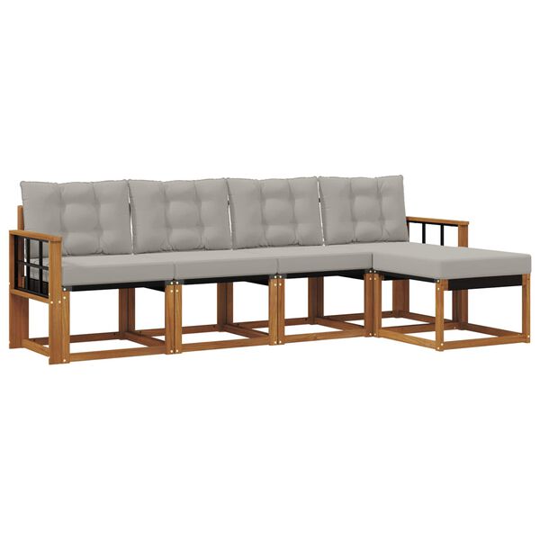 vidaXL K&uuml;lt&eacute;ri kanap&eacute; szett 5 pcs Term&eacute;szetes &eacute;s Vil&aacute;gossz&uuml;rke