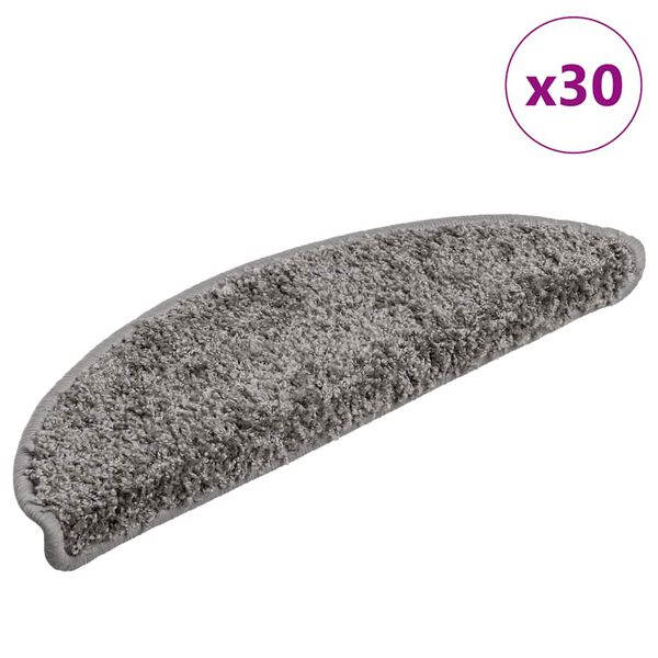 vidaXL 30 db szürke félkör alakú lépcsőszőnyeg 56 x 17 x 3 cm