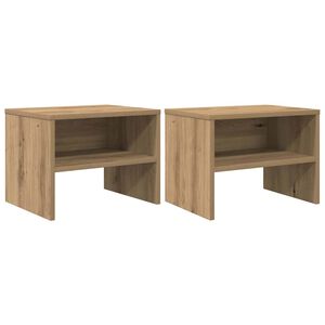 vidaXL &Eacute;jjeliszekr&eacute;ny 2 db k&eacute;zműves t&ouml;lgy 40 x 30 x 30 cm Szerelt Fa