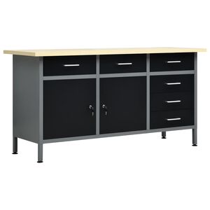 vidaXL fekete ac&eacute;l munkapad 160 x 60 x 85 cm