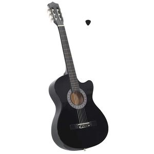 vidaXL fekete 6 h&uacute;ros klasszikus western cutaway git&aacute;r 38"
