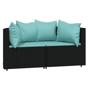 vidaXL 2 db fekete polyrattan kerti sarokkanap&eacute; p&aacute;rn&aacute;kkal
