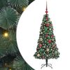 vidaXL Műfenyő LED vil&aacute;g&iacute;t&aacute;ssal &eacute;s d&iacute;szekkel Z&ouml;ld 120 cm PET