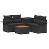 vidaXL Kanap&eacute; Szett 6 pcs 4-&Uuml;lőhelyek sz&aacute;ma Fekete Poli rattan &eacute;s ac&eacute;l