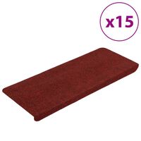 vidaXL 15 db piros öntapadó lépcsőszőnyeg 65x24,5x3,5 cm