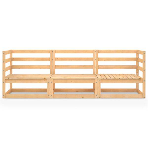 vidaXL háromszemélyes tömör fenyőfa kerti kanapé