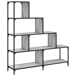 vidaXL 4 szintes sz&uuml;rke sonoma szerelt fa k&ouml;nyvespolc 139x33,5x149 cm