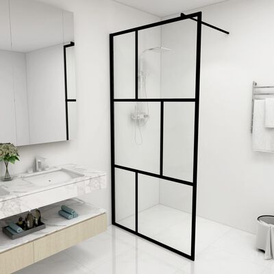 vidaXL fekete zuhanyfal edzett üveggel 100 x 195 cm