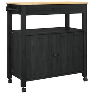 vidaXL Konyhai kocsi Egysz&iacute;nű Fekete 84 x 40 x 88,5 cm