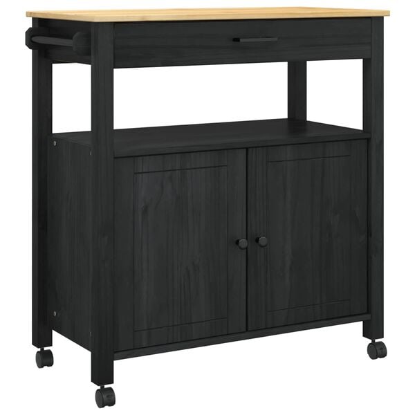 vidaXL Konyhai kocsi Egyszínű Fekete 88,5 x 40 x 48 cm