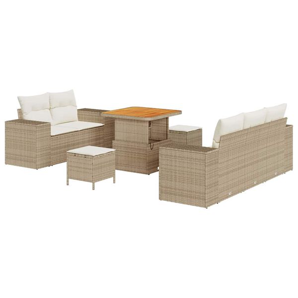 vidaXL Kerti Kanap&eacute; Szett p&aacute;rn&aacute;val 8 pcs Beige &eacute;s kr&eacute;m Poly Rattan