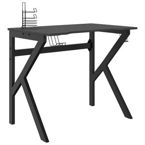 vidaXL fekete K-l&aacute;b&uacute; gamer asztal 90 x 60 x 75 cm