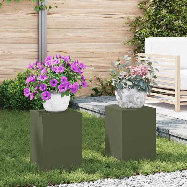 vidaXL Növényállvány 2 pcs Oliva zöld 24 x 24 x 35 cm Acél